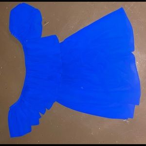 blue off the shoulder dress